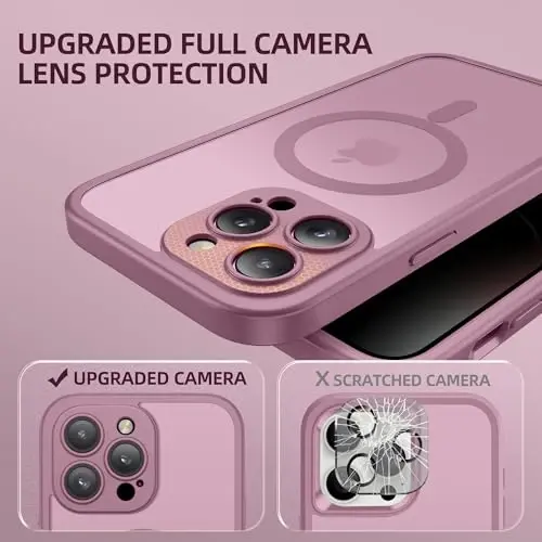 BERFY for iPhone 14 Pro Max Case, Compatible with Magsafe, Palevioletred | Built-in Privacy Screen Protector, Full Camera Protection, Shockproof Full Body Translucent Matte Magnetic Phone Case 6.7