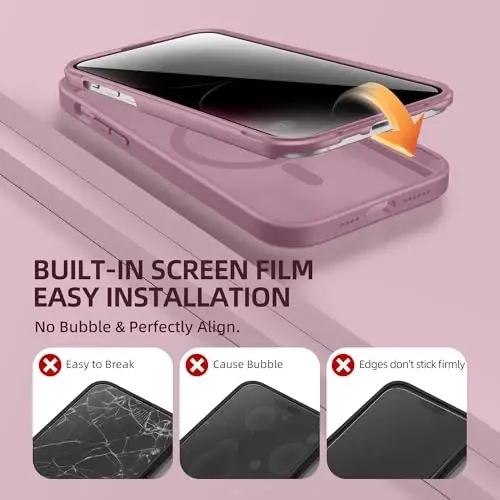 BERFY for iPhone 14 Pro Max Case, Compatible with Magsafe, Palevioletred | Built-in Privacy Screen Protector, Full Camera Protection, Shockproof Full Body Translucent Matte Magnetic Phone Case 6.7