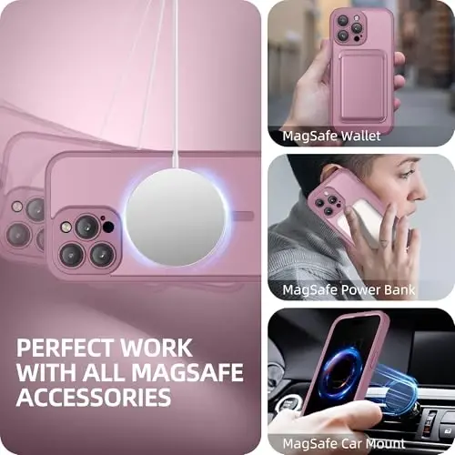 BERFY for iPhone 14 Pro Max Case, Compatible with Magsafe, Palevioletred | Built-in Privacy Screen Protector, Full Camera Protection, Shockproof Full Body Translucent Matte Magnetic Phone Case 6.7