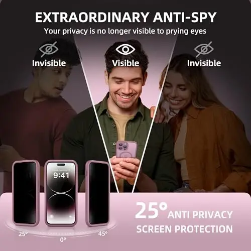 BERFY for iPhone 14 Pro Max Case, Compatible with MagSafe, Built-in Privacy Screen Protector and Camera Protection, Anti-Spy Full Body Shockproof Matte Phone Case for 14 Pro Max 6.7