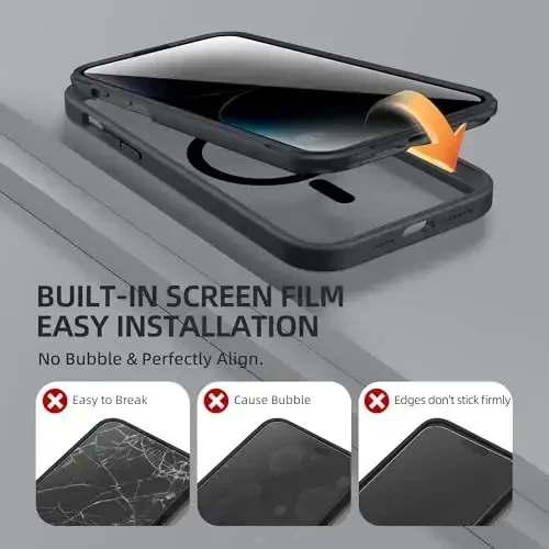 BERFY for iPhone 14 Pro Max Case, Compatible with MagSafe, Built-in Privacy Screen Protector and Camera Protection, Anti-Spy Full Body Shockproof Clear Phone Case for 14 Pro Max 6.7