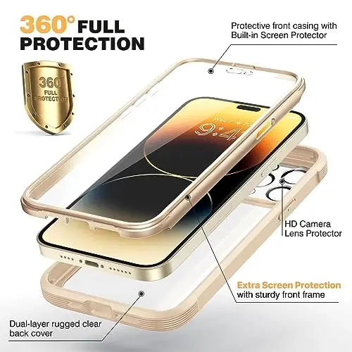 Diaclara Magnetic for iPhone 14 Pro Max Case, Full Body Rugged Case with Built-in Touch Sensitive Anti-Scratch Screen Protector, with Camera Lens Protector for iPhone 14 Pro Max 6.7