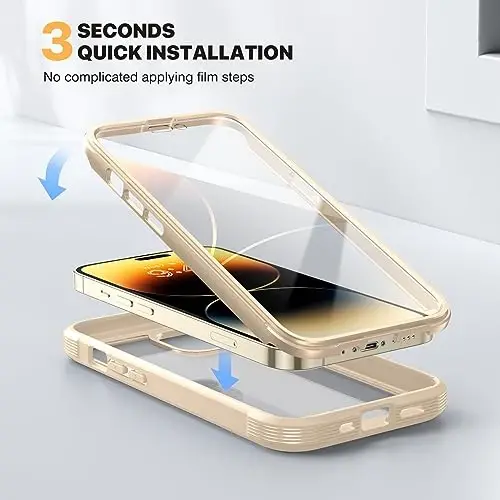 Diaclara Magnetic for iPhone 14 Pro Max Case, Full Body Rugged Case with Built-in Touch Sensitive Anti-Scratch Screen Protector, with Camera Lens Protector for iPhone 14 Pro Max 6.7