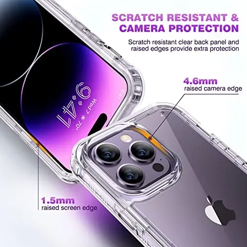 Diaclara Designed for iPhone 14 Pro Max Case, Full Body Rugged Case with Built-in Touch Sensitive Anti-Scratch Screen Protector, with Camera Lens Protector for iPhone 14 Pro Max 6.7