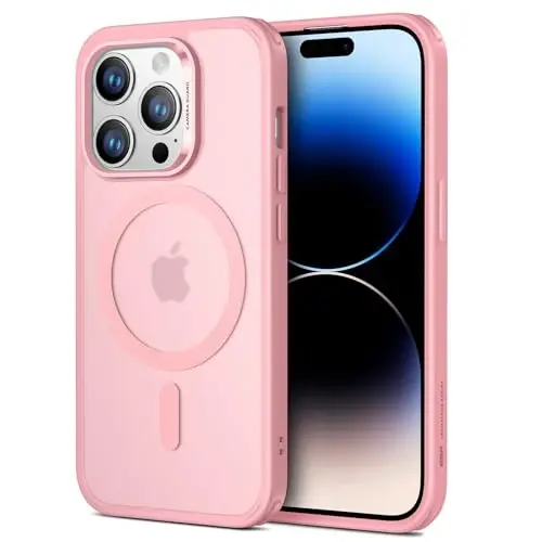 ESR for iPhone 14 Pro Max Case, Compatible with MagSafe, Shockproof Military-Grade Protection, Yellowing Resistant, Magnetic Classic Hybrid Case (HaloLock), Frosted Pink - 1