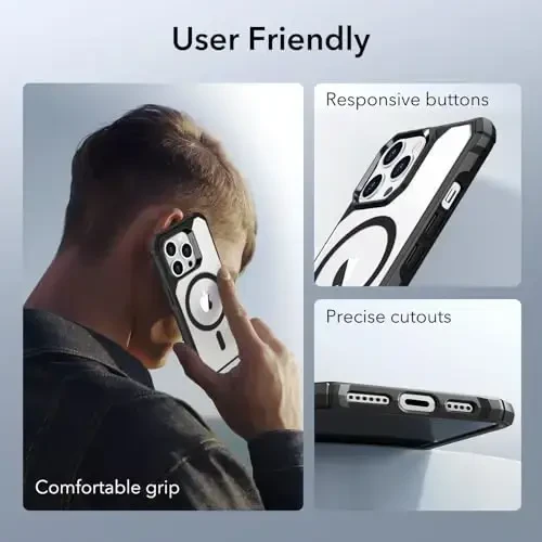 ESR for iPhone 14 Pro Max Case, MagSafe Compatible, Military-Grade Protection, Shock-Absorbing Corners, Scratch-Resistant, Anti-Yellowing Acrylic Back, Slim Protective, Air Armor Series, Clear Black - 7