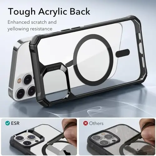 ESR for iPhone 14 Pro Max Case, MagSafe Compatible, Military-Grade Protection, Shock-Absorbing Corners, Scratch-Resistant, Anti-Yellowing Acrylic Back, Slim Protective, Air Armor Series, Clear Black - 5