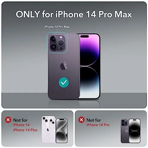ESR for iPhone 14 Pro Max Case, Compatible with MagSafe, Built-in Camera Ring Stand, Military-Grade Protection, Classic Kickstand Magnetic Case for iPhone 14 Pro Max, Clear Purple - 2