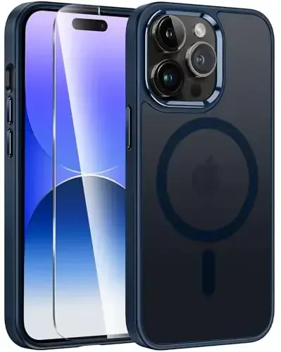 FNTCASE for iPhone 14-Pro-Max Case Matte: Magnetic Slim Translucent Shockproof Cell Phone Cover | Military Grade Drop Proof Tough Protective Phone Bumper Protection 