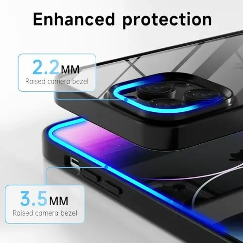 iPhone 14 Pro Max için LoeoeL Kılıf, Şeffaf Hibrit 14 Pro Max Telefon Kılıfı [Sert Plastik ve Yumuşak Silikon Tampon] Akrilik Sararma Yapmayan İnce Koruyucu Kapak, Siyah - 5