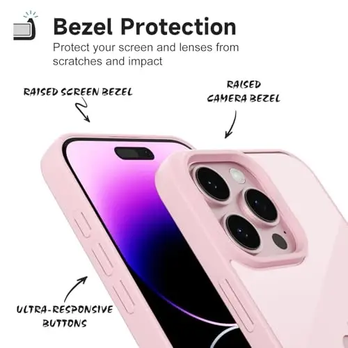 iPhone 14 Pro Max için LoeoeL Kılıfı Şeffaf, Transparan Hibrit 14 Pro Max Telefon Kılıfı [Sert Plastik ve Yumuşak Silikon Tampon] Akrilik Sararmayan İnce Hafif Koruyucu Kadın Kılıfı, Açık Pembe - 4
