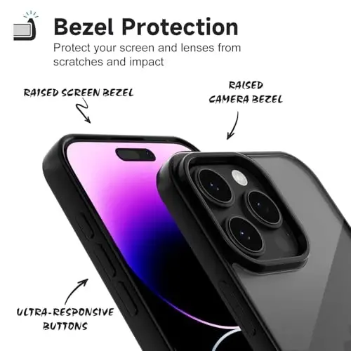 iPhone 14 Pro Max için LoeoeL Kılıfı Şeffaf, Transparan Hibrit 14 Pro Max Telefon Kılıfı [Sert Plastik ve Yumuşak Silikon Tampon] Akrilik Sararmayan İnce Koruyucu Kadın Kapağı, Siyah - 4