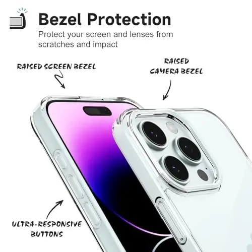 iPhone 14 Pro Max için LoeoeL Kılıfı Şeffaf, Transparan Hibrit 14 Pro Max Telefon Kılıfı [Sert Plastik ve Yumuşak Silikon Tampon] Akrilik Sararmayan İnce Koruyucu Kapak Kadınlar için, Kristal Şeffaf - 4