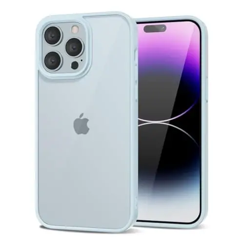 iPhone 14 Pro Max için LoeoeL Kılıfı Şeffaf, Transparan Hibrit 14 Pro Max Telefon Kılıfı [Sert Plastik & Yumuşak Silikon Tampon] Akrilik Sararmayan İnce Koruyucu Kadınlar için Kapak, Açık Mavi 