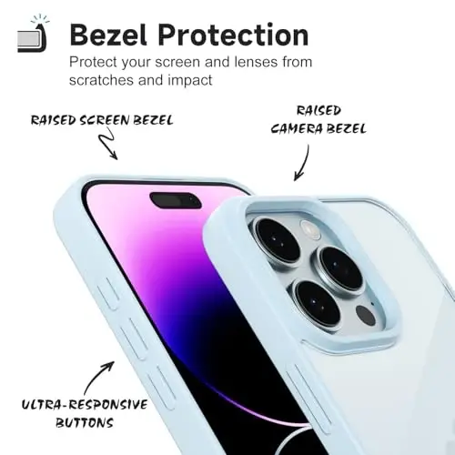 iPhone 14 Pro Max için LoeoeL Kılıfı Şeffaf, Transparan Hibrit 14 Pro Max Telefon Kılıfı [Sert Plastik & Yumuşak Silikon Tampon] Akrilik Sararmayan İnce Koruyucu Kadınlar için Kapak, Açık Mavi - 4
