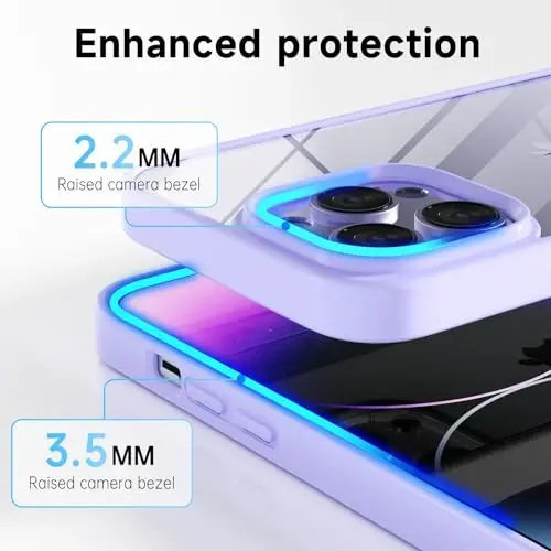 LoeoeL for iPhone 14 Pro Max Case Clear, Transparent Hybrid 14 Pro Max Phone Case [Hard Plastic & Soft Silicone Bumper] Acrylic Non Yellowing Thin Slim Protective Cover for Women, Purple Lavender - 5