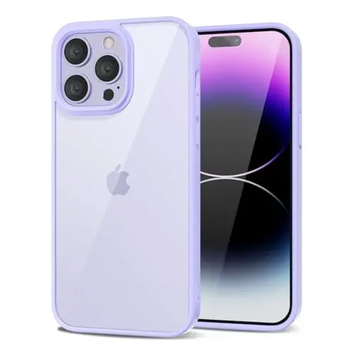 iPhone 14 Pro Max için LoeoeL Kılıfı Şeffaf, Transparan Hibrit 14 Pro Max Telefon Kılıfı [Sert Plastik & Yumuşak Silikon Tampon] Akrilik Sararmayan İnce Koruyucu Kapak Kadınlar için, Mor Lavanta 