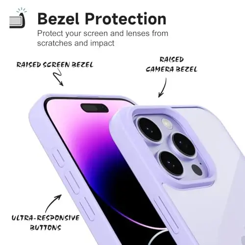 iPhone 14 Pro Max için LoeoeL Kılıfı Şeffaf, Transparan Hibrit 14 Pro Max Telefon Kılıfı [Sert Plastik & Yumuşak Silikon Tampon] Akrilik Sararmayan İnce Koruyucu Kapak Kadınlar için, Mor Lavanta - 4