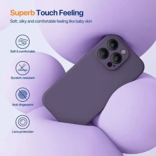 iPhone 14 Pro Max için Miracase Manyetik Kılıf, Ekran Koruyuculu, [Geliştirilmiş Kamera Korumalı], Darbeye Dayanıklı Sıvı Silikon Kılıf 6.7 inç, Koyu Mor Manyetik - 4