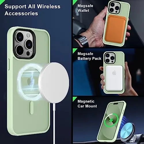 MOCCA Strong Magnetic for iPhone 14 Pro Max Case [Compatible with Magsafe] [10FT Military Grade Protective] Translucent Matte Slim Shockproof Case for iPhone 14 Pro Max 6.7