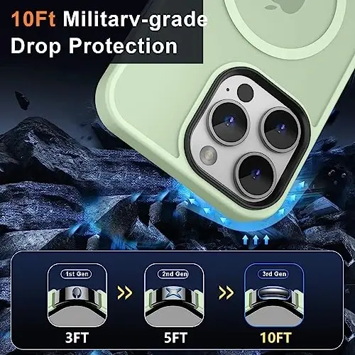 MOCCA Strong Magnetic for iPhone 14 Pro Max Case [Compatible with Magsafe] [10FT Military Grade Protective] Translucent Matte Slim Shockproof Case for iPhone 14 Pro Max 6.7