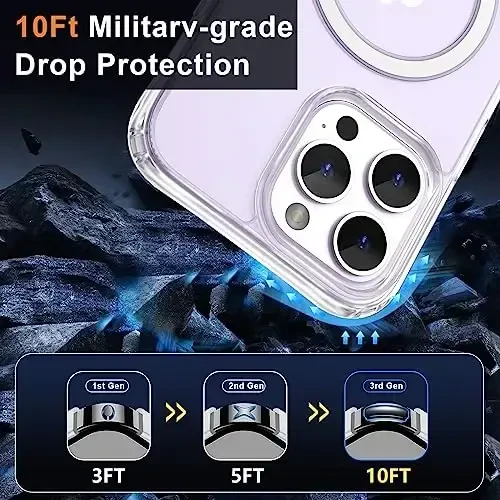 MOCCA Strong Magnetic for iPhone 14 Pro Max Case [Compatible with Magsafe] [10FT Military Grade Protective] Slim Shockproof Case for iPhone 14 Pro Max 6.7