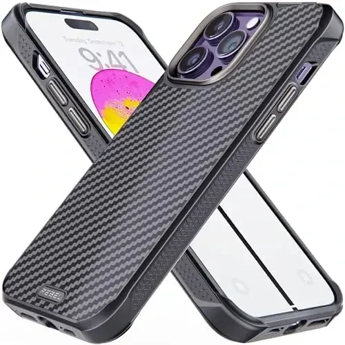 REBEL Case for iPhone 14 Pro Max [Gen-5 Aramid Fiber] Strong MagSafe Compatible, Grippy Sides, Shockproof Corners, Metal Lens + Buttons, Upgraded Protective Design, 6.7 Inch Phone 2023 (Black) - 1