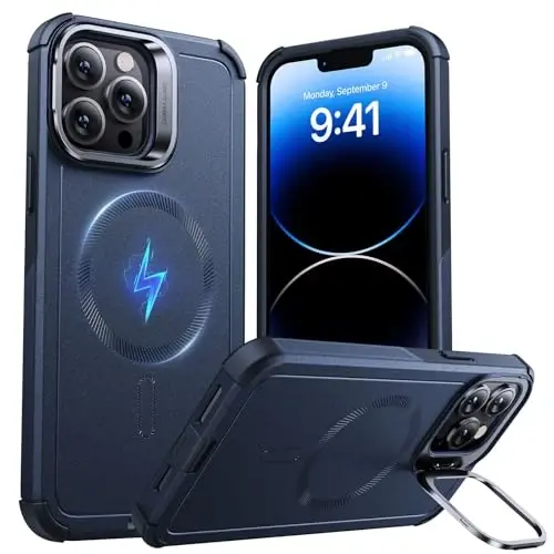 ESR for iPhone 14 Pro Max Case with Stand, 23 ft Military-Grade Drop Protection Heavy Duty Magnetic Phone Case, Compatible with MagSafe Accessories, Cyber Series, Blue - 3