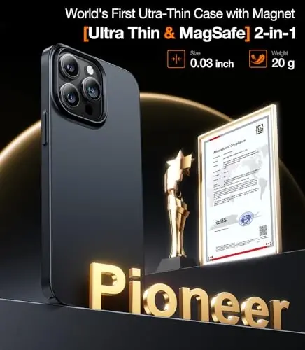 TORRAS Magnetic Slim-Fit for iPhone 14 Pro Max Phone Case, Ultra-Thin Case Compatible with MagSafe, Matte Hard PC Cover Protective Anti-Fingerprint Anti-Scratch 2022, Black - 3