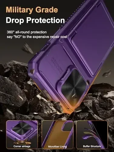 Vihibii for iPhone 14 Pro Max Wallet Case, Built-in Card Holder (4 Cards), [RFID Blocking] & Slide Camera Cover, Military Grade Drop Protection, Rugged Hard Wallet Case, 6.7