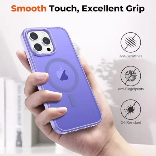zapica Magnetic for iPhone 14 Pro Max Case, [Compatible with MagSafe] [Military Grade Drop Protection] Translucent Matte Shockproof Anti-Scratch Phone Case, Light Purple - 7