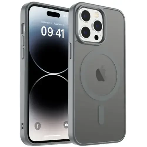 zapica Magnetic for iPhone 14 Pro Max Case, [Compatible with MagSafe] [Military Grade Drop Protection] Translucent Matte Shockproof Anti-Scratch Phone Case, Dark Gray 