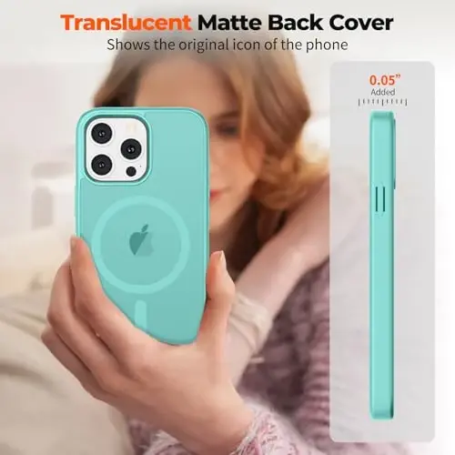 zapica Magnetic for iPhone 14 Pro Max Case, [Compatible with MagSafe] [Military Grade Drop Protection] Translucent Matte Shockproof Anti-Scratch Phone Case, Blue Green - 7