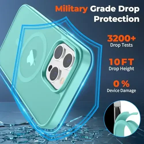 zapica Magnetic for iPhone 14 Pro Max Case, [Compatible with MagSafe] [Military Grade Drop Protection] Translucent Matte Shockproof Anti-Scratch Phone Case, Blue Green - 5