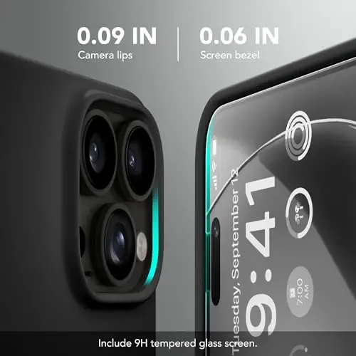 GONEZ for iPhone 14 Pro Max Case Silicone, Compatible with MagSafe, with Screen Protector + Camera Lens Protector, Liquid Silicone Shockproof Protective Phone 14 ProMax Case 6.7