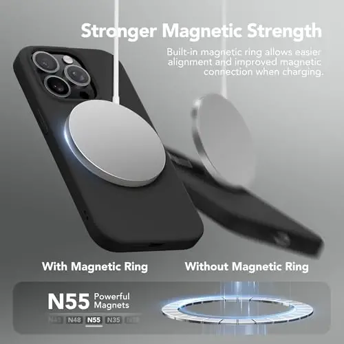 GONEZ Magnetic for iPhone 14 Pro Max Case, [Compatible with MagSafe] Anti-Scratch Microfiber Lining & Screen Protector, Shockproof Slim Phone Silicone Cover 6.7 inch, Black 