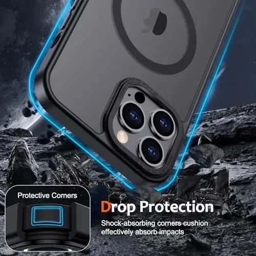 Anuck Case for iPhone 14 Pro Max Case Magnetic Phone Case Compatible with MagSafe, Soft TPU Bumper Hard Translucent Matte Back Slim Fit Shockproof Protective Cover for Men Women Girls - Black - 4