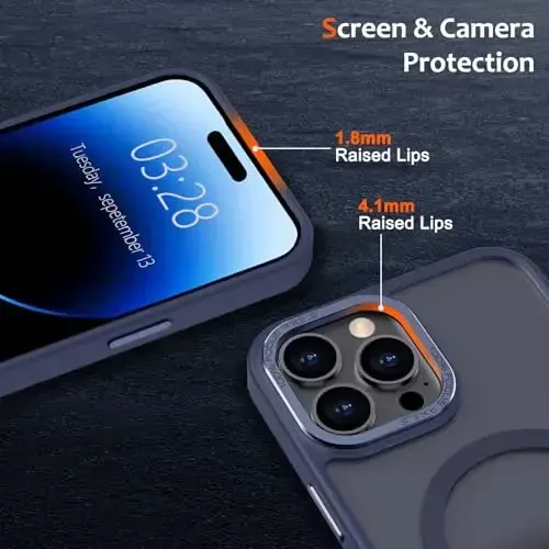 Anuck Case for iPhone 14 Pro Max Case Magnetic Phone Case Compatible with MagSafe, Soft TPU Bumper Hard Translucent Matte Back Slim Fit Shockproof Protective Cover for Men Women Girls - Dark Blue - 3