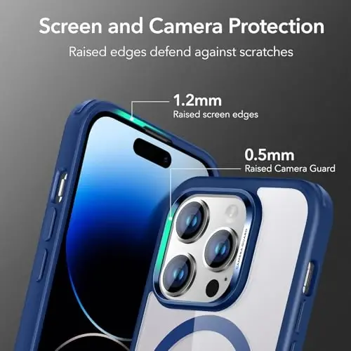ESR for iPhone 14 Pro Max Case, Compatible with MagSafe, Shockproof Military-Grade Protection, Yellowing Resistant, Magnetic Classic Hybrid Case (HaloLock), Clear Blue - 6