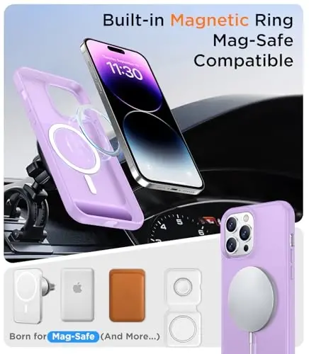 Temdan Magnetic Compatible with iPhone 14 Pro Max Case, [Built-in Invisible Kickstand][Compatible with MagSafe] [Military Grade Shockproof] Slim Translucent Matte Phone Case for iPhone 14 Pro Max 6.7
