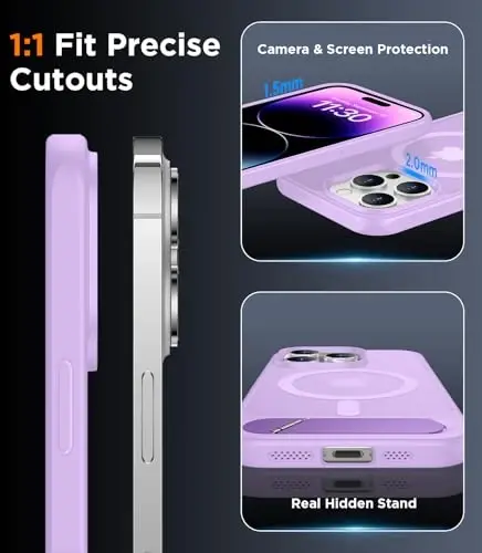 Temdan Magnetic Compatible with iPhone 14 Pro Max Case, [Built-in Invisible Kickstand][Compatible with MagSafe] [Military Grade Shockproof] Slim Translucent Matte Phone Case for iPhone 14 Pro Max 6.7