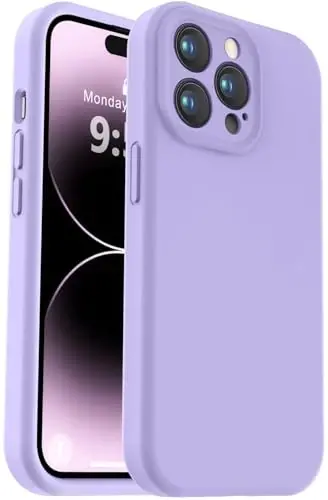 Vooii Compatible with iPhone 14 Pro Max Case, Liquid Silicone Upgrade [Camera Protection] [Soft Anti-Scratch Microfiber Lining] Shockproof Phone Case for iPhone 14 Pro Max 6.7 inch - Light Purple - 1