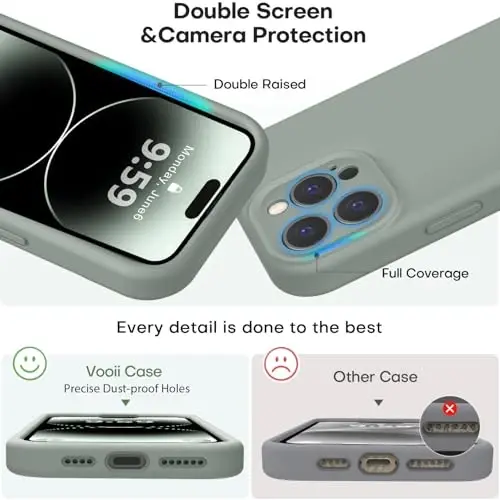 Vooii Compatible with iPhone 14 Pro Max Case, Liquid Silicone Upgrade [Camera Protection] [Soft Anti-Scratch Microfiber Lining] Shockproof Phone Case for iPhone 14 Pro Max 6.7 inch - Calke Green - 3