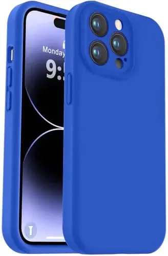 Vooii Compatible with iPhone 14 Pro Max Case, Liquid Silicone Upgrade [Camera Protection] [Soft Anti-Scratch Microfiber Lining] Shockproof Phone Case for iPhone 14 Pro Max 6.7 inch - Klein Blue 