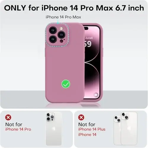 Vooii Compatible with iPhone 14 Pro Max Case, Liquid Silicone Upgrade [Camera Protection] [Soft Anti-Scratch Microfiber Lining] Shockproof Phone Case for iPhone 14 Pro Max 6.7 inch - Lavender Purple - 5