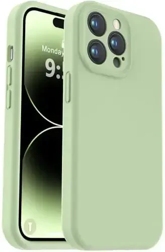 Vooii Compatible with iPhone 14 Pro Max Case, Liquid Silicone Upgrade [Camera Protection] [Soft Anti-Scratch Microfiber Lining] Shockproof Phone Case for iPhone 14 Pro Max 6.7 inch - Matcha - 1