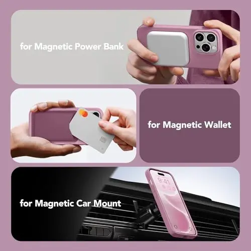 GONEZ Magnetic for iPhone 14 Pro Max Case, [Compatible with MagSafe] Anti-Scratch Microfiber Lining & Screen Protector, Shockproof Slim Phone Silicone Cover 6.7 inch, Blackcurrant - 5