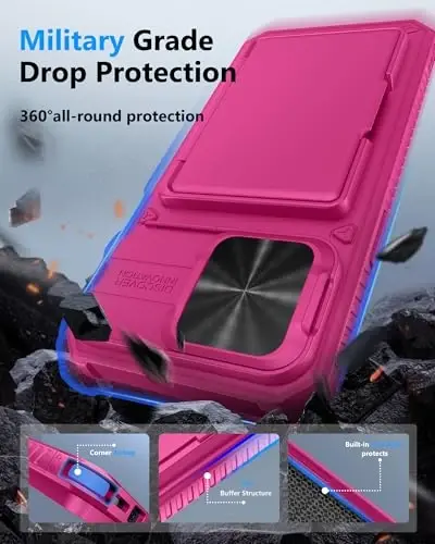 iPhone 14 Pro Max uchun ATATOO karta ushlagichi (3-5 ta karta) bilan hamyon g‘ilofi [RFID blokirovka] va suriluvchi kamera qopqog‘i, harbiy darajadagi himoya, ayollar va erkaklar uchun yoqimli telefon g‘ilofi 14 Pro Max 6.7