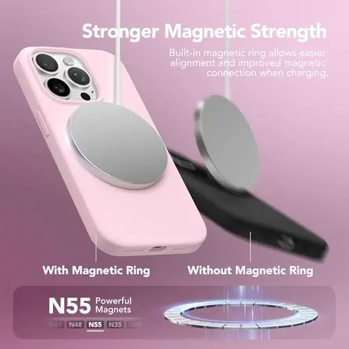 iPhone 14 Pro Max uchun GONEZ silikon gʻilofi, MagSafe bilan mos, ekran himoyachisi + kamera linzalari himoyachisi bilan, suyuq silikon zarbga chidamli himoya telefoni 14 ProMax gʻilofi 6,7