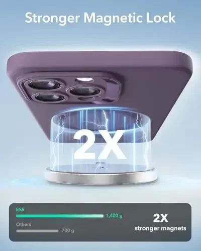 iPhone 14 Pro Max uchun MagSafe bilan ESR g‘ilofi, magnit zaryadlashni qo‘llab-quvvatlaydi, silliq va ingichka silikon g‘ilof, zarbga chidamli, to‘liq ekran va kamera himoyasi, yumshoq mikrofiber astar, binafsha - 5